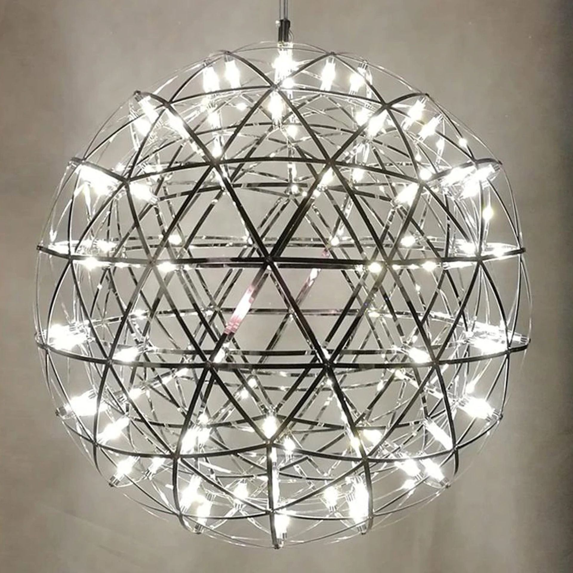 Starburst Hanging Pendant 90cm diameter x 92 lights with its chrome bodied spherical globe and - Image 2 of 3