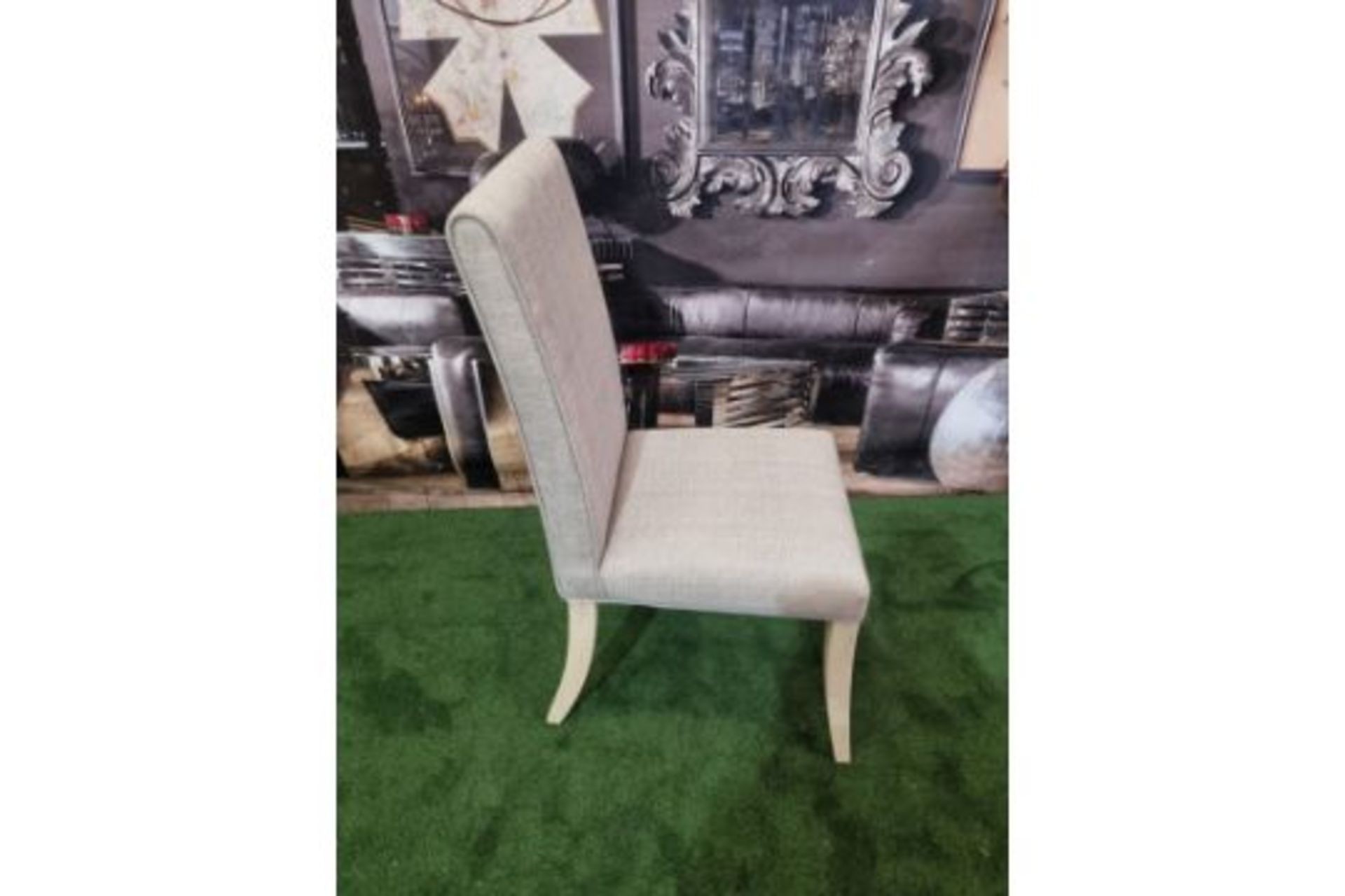 Tall Back Dinign Chair Grey High Back Side Chair With Grey Upholstery With White Wash Legs W 450mm x - Bild 2 aus 3