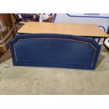 Large Blue headboard luxury padded upholstered with red piping and pleated edge 1850 x 800 (H) (