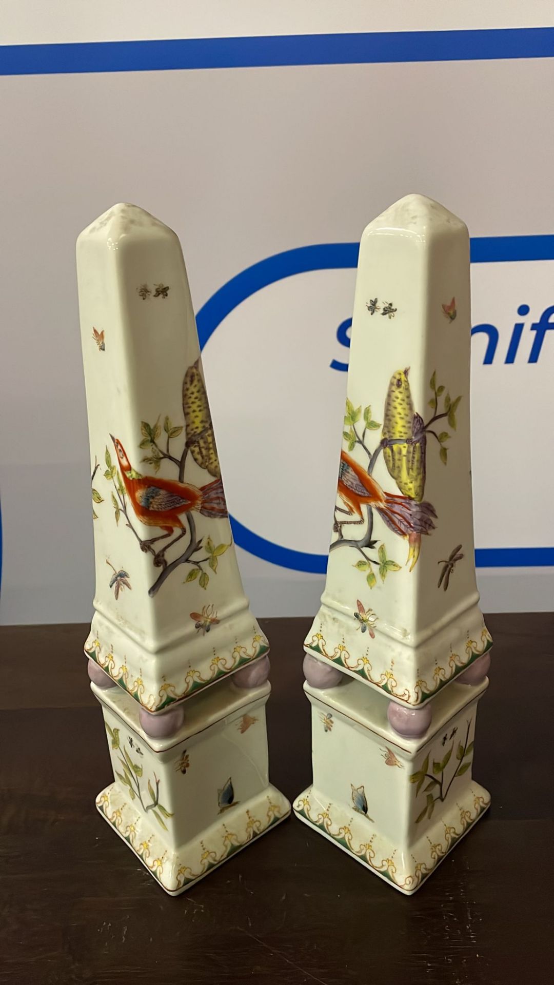 2 x Chinese Asian ceramic obelisks 330cm (SR507)