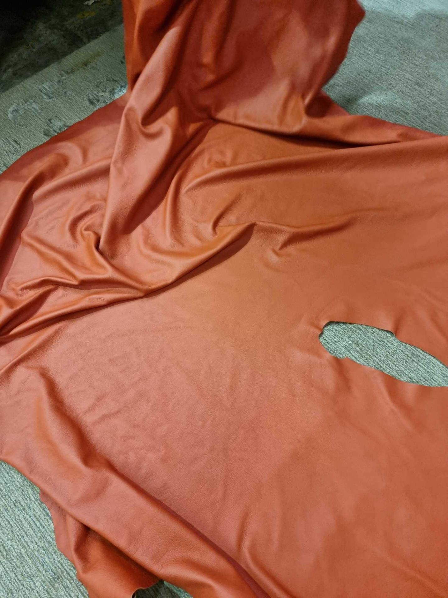 Prescott Leather Red Orange Leather Hide approximately 4.75mÂ² 2.5 x 1.9cm - Image 2 of 2