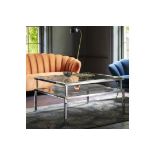 Salerno Coffee Table Silver Contemporary Steel And Glass Collection, Perfect For Adding The