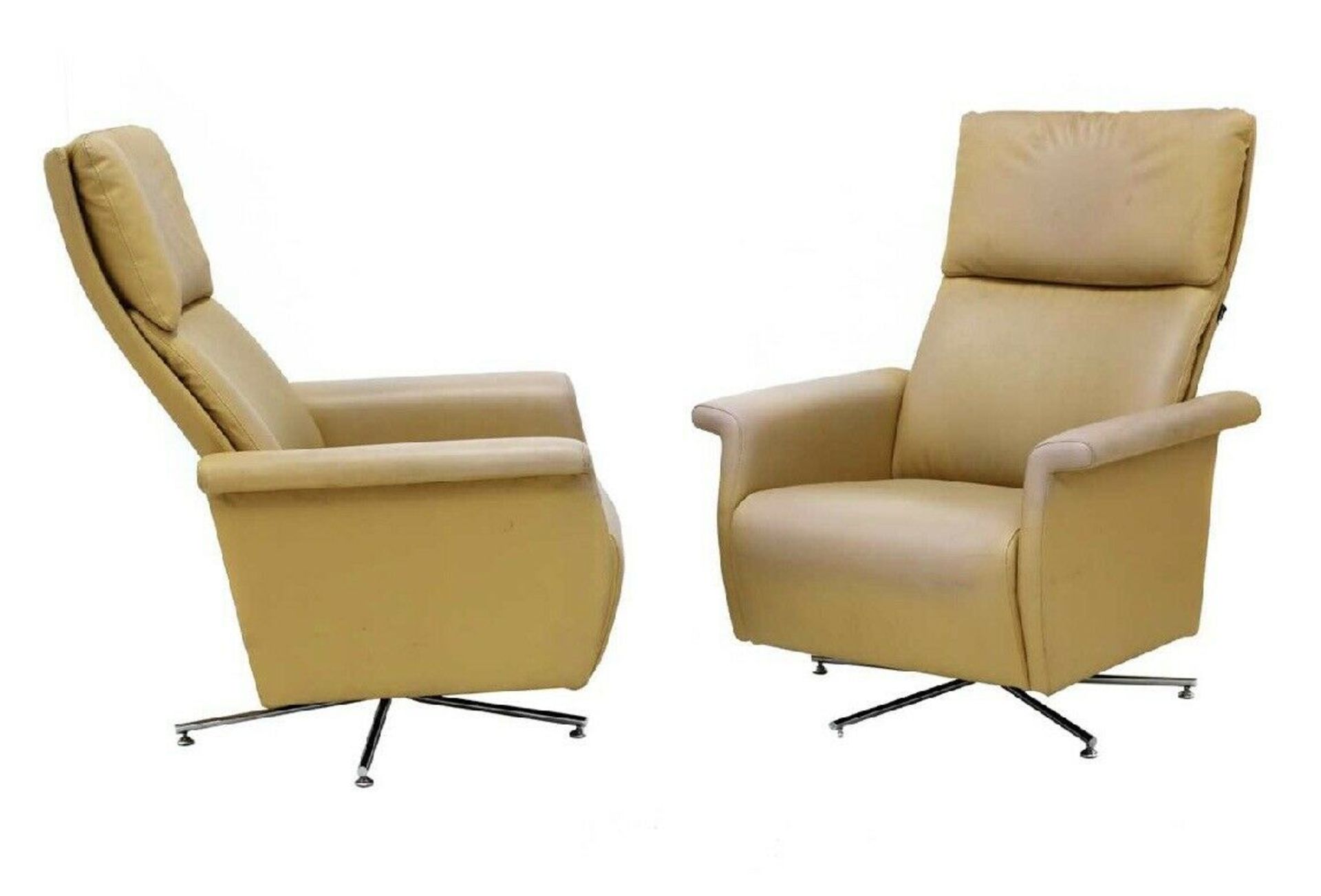 A pair of La Cividina Italy Leather high back contemporary swivel relaxer chairs complete with - Image 6 of 11