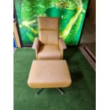 A pair of La Cividina Italy Leather high back contemporary swivel relaxer chairs complete with