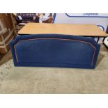 Large Blue headboard luxury padded upholstered with red piping and pleated edge 2050 x 800 (H) (