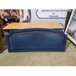 Large blue headboard luxury padded upholstered with red piping and pleated edge 1800 x 800mm (H) (