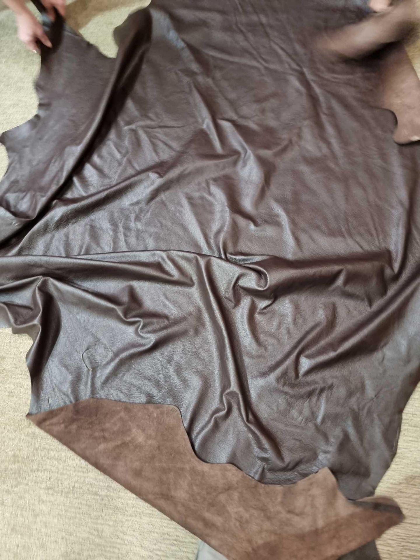 Mastrotto Hudson Chocolate Leather Hide approximately 4.2mÂ² 2.1 x 2cm - Image 2 of 2
