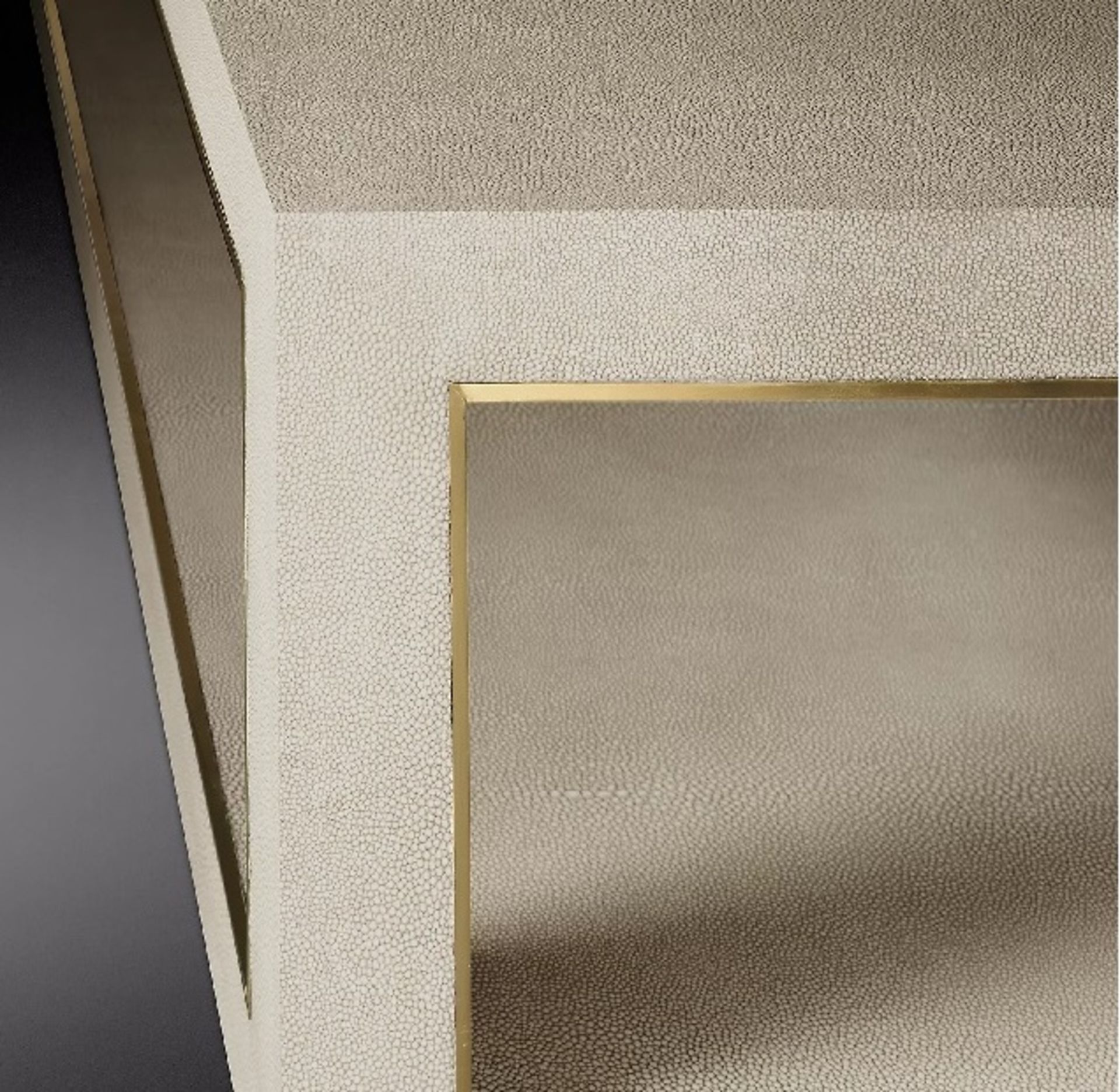 Brand New Boxed Cela Cream White Shagreen 67 Rectangular Coffee Table Crafted Of Shagreen Embossed - Image 3 of 3