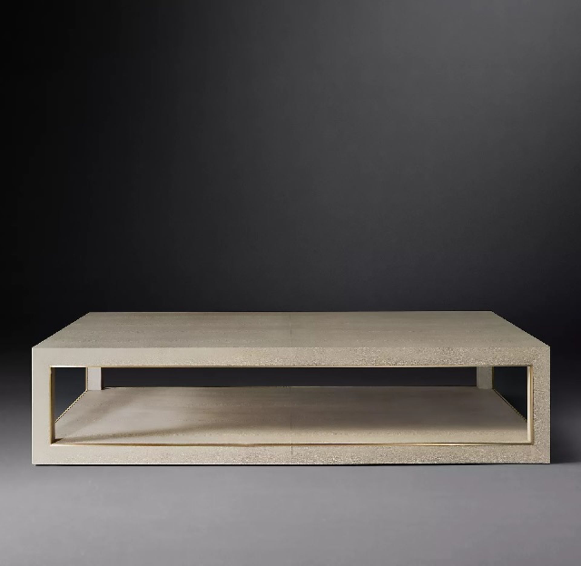 Brand New Boxed Cela Cream Bone White 55 Shagreen Rectangular Coffee Table Crafted Of Shagreen - Image 2 of 3