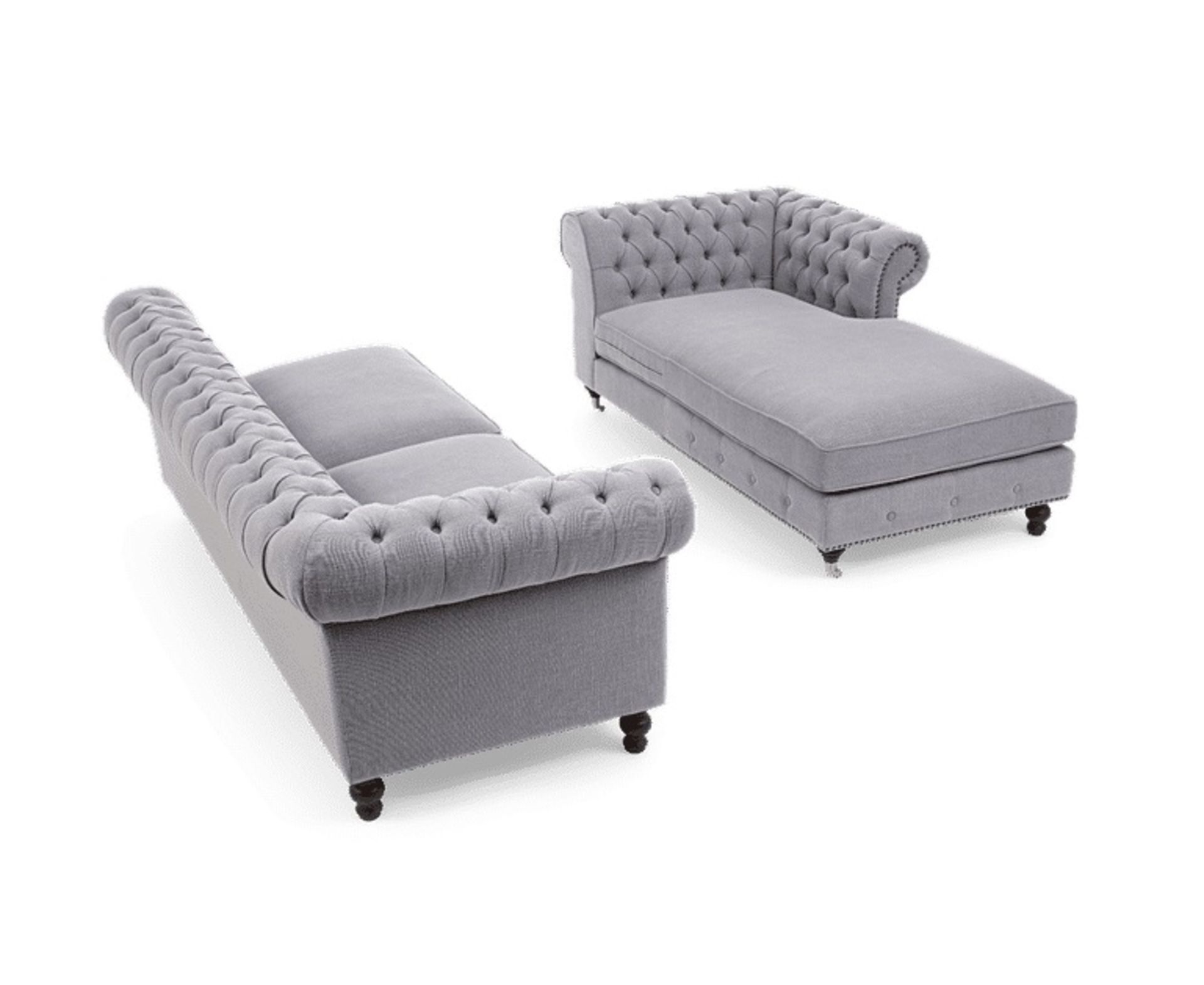 Flora Grey Linen Right Facing Chesterfield Corner Chaise Sofa Comfort, Luxury, Style And Elegance - Image 2 of 2