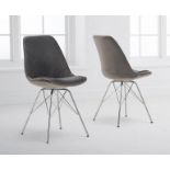 Celine Velvet Grey Dining Chair In pure retro style, the Celine chairs feature rich colours,