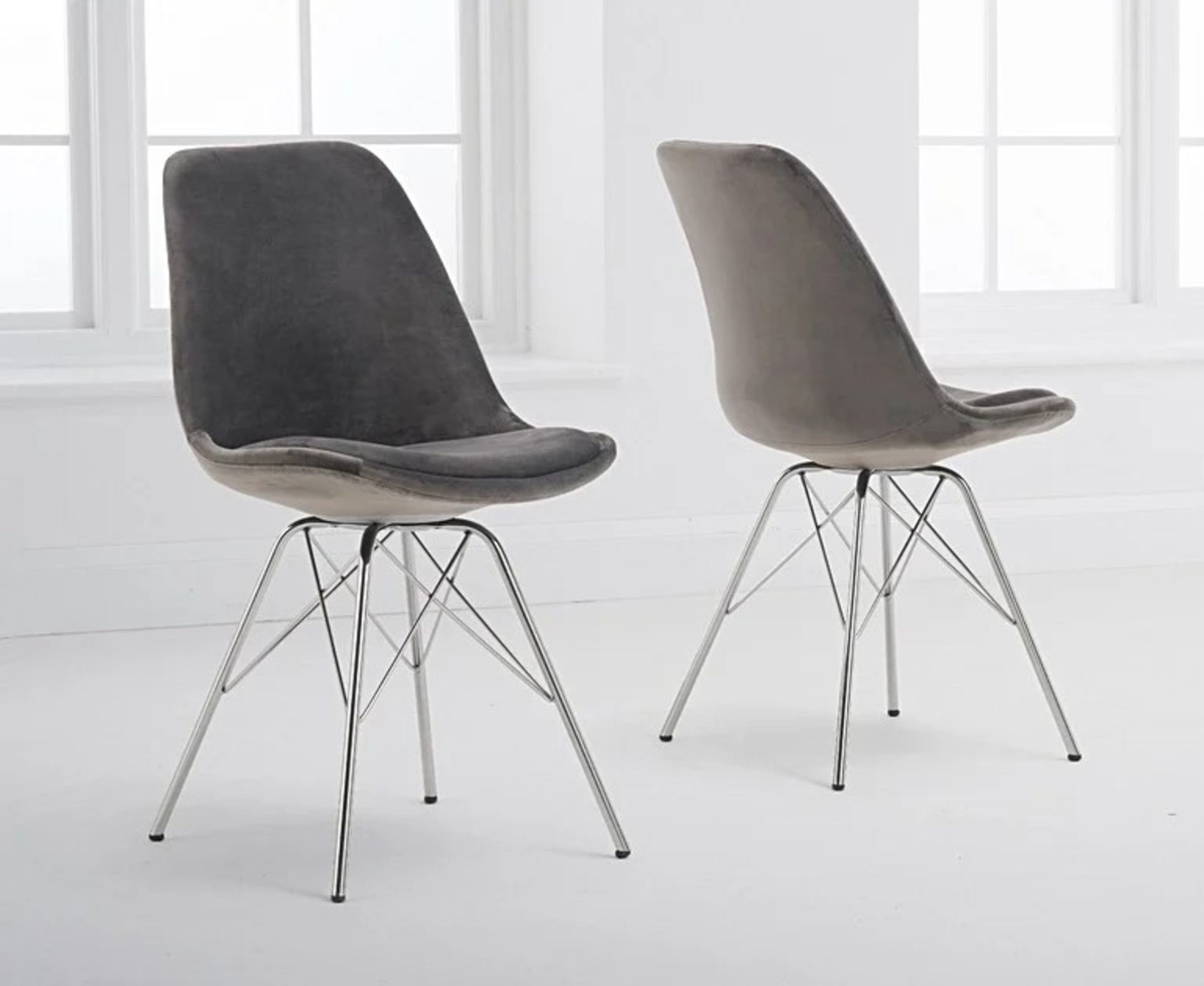 Celine Velvet Grey Dining Chair In pure retro style, the Celine chairs feature rich colours,