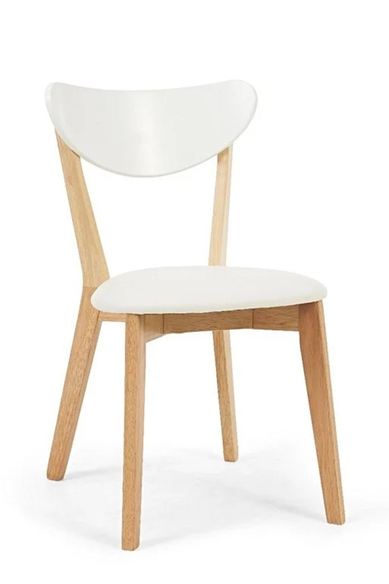 A set of 2 x Rebekah Oak and White Dining Chairs Retro-inspired with a gently curving back rest