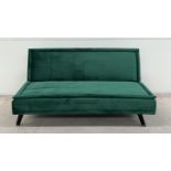 Green Velvet Upholstered Sofa Bed Is Ideal For Those Looking For A Sleek Space-Saving Design. In A