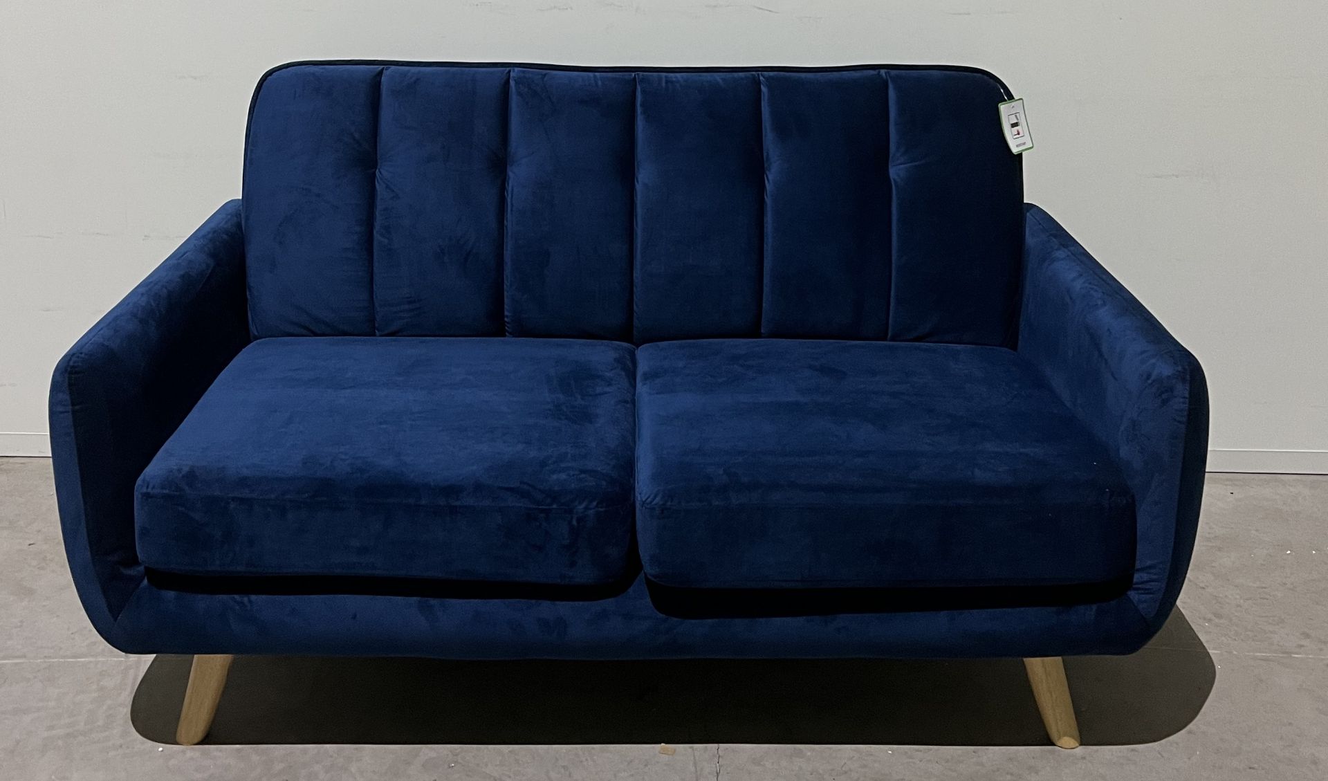 Camila Royal Blue Velvet Sofa Defined By It's Soft Curves And Low Rise Design As Well As Subtle