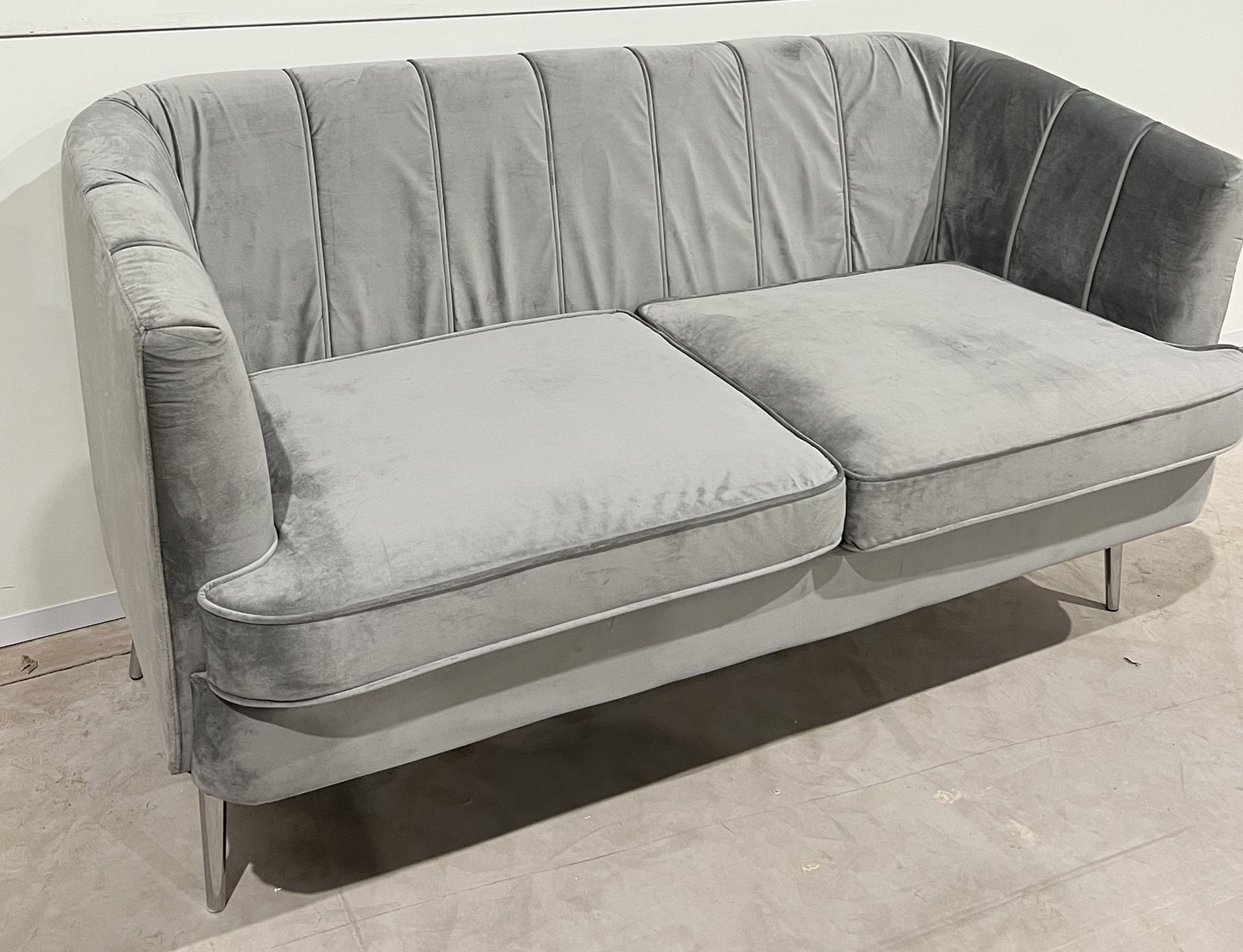 Lulu Sofa In Grey Velvet With Silver Metal Legs Reminiscent Of An Exotic Seashell. Exceptionally - Image 3 of 4