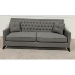 Chatsworth Grey Plush Fabric Sofa Offering A Decidedly Modern Take On The Classic Chesterfield