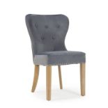 A set of 2 x Knightsbridge Studded Grey Velvet Dining Chair stunning Knightsbridge collection is