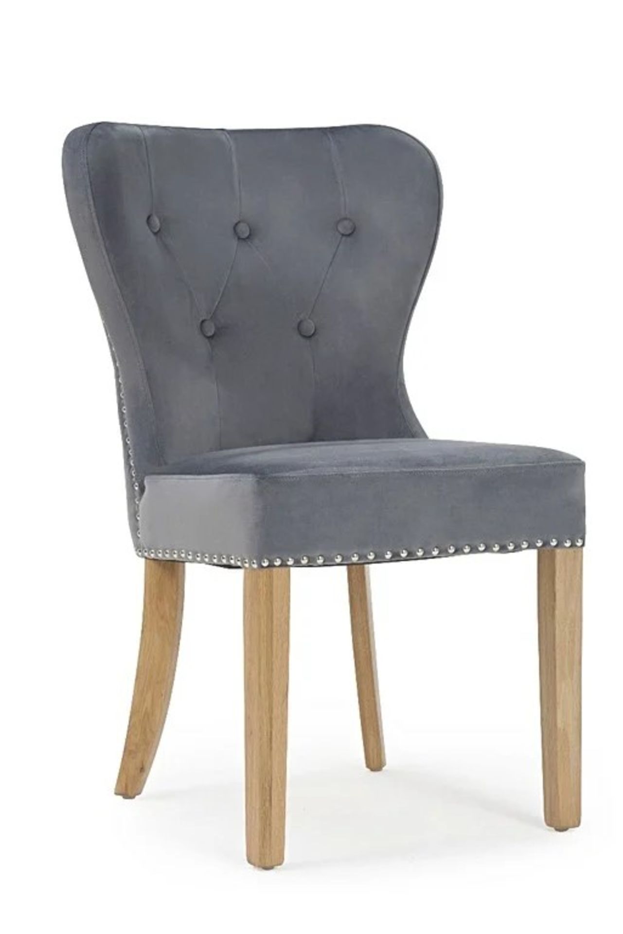 A set of 2 x Knightsbridge Studded Grey Velvet Dining Chair stunning Knightsbridge collection is