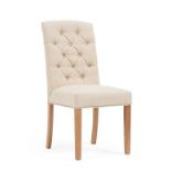 A set of 2 x Claudia Cream Fabric Dining Chairs Luxuriously upholstered in velvet or fabric in a