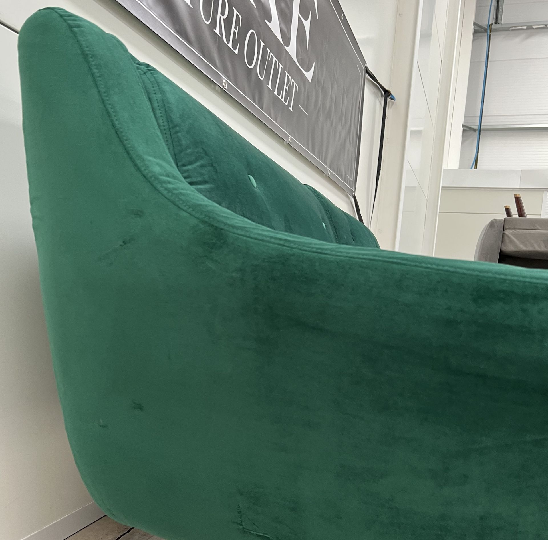 Lance Three Seater Sofa In Green Velvet Legs Finished In Black Legs This Welcoming Shape Is Hugged - Image 4 of 4