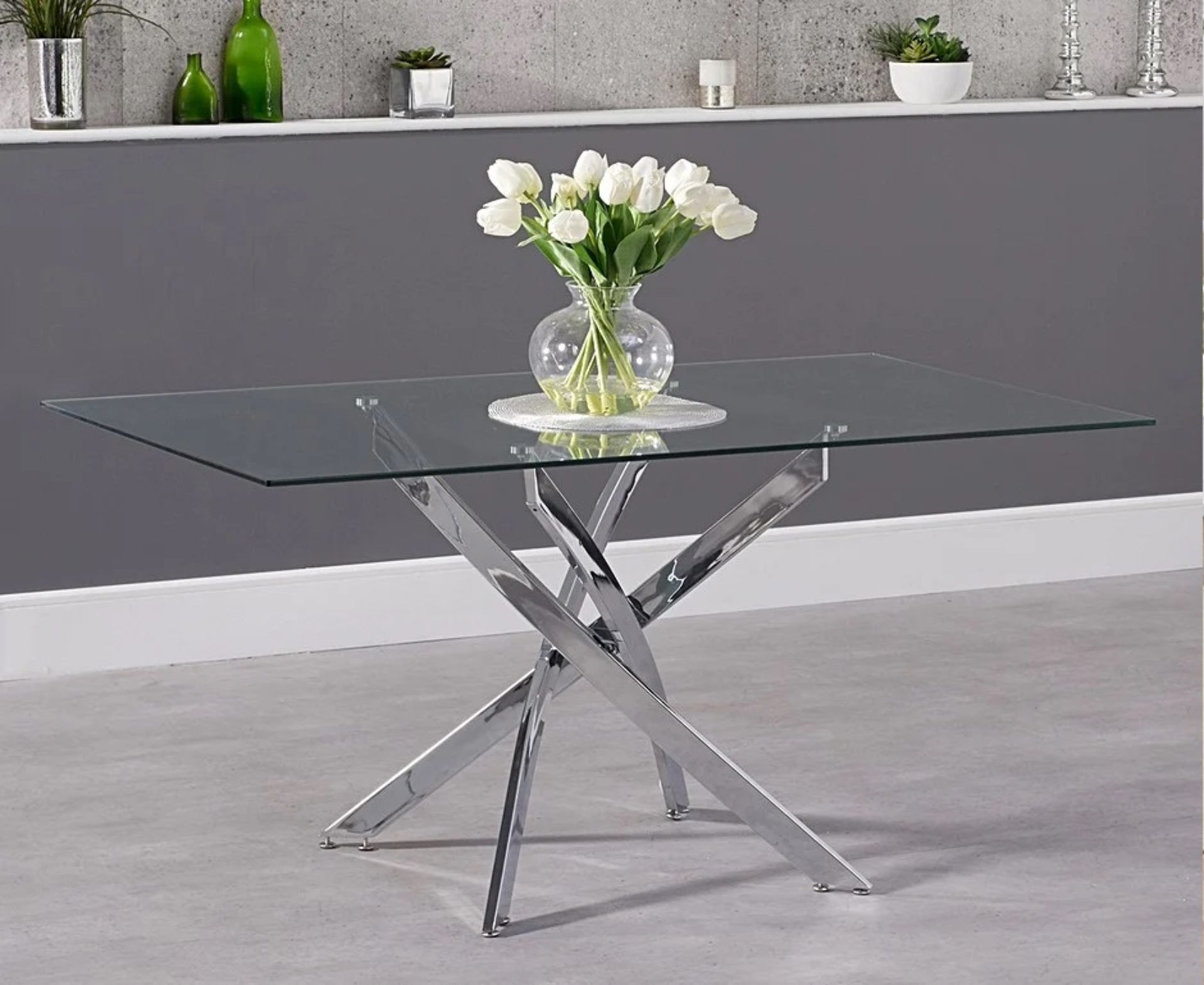 Denver 160cm Rectangular Glass Dining Table The Denver collection of tables is distinguished by