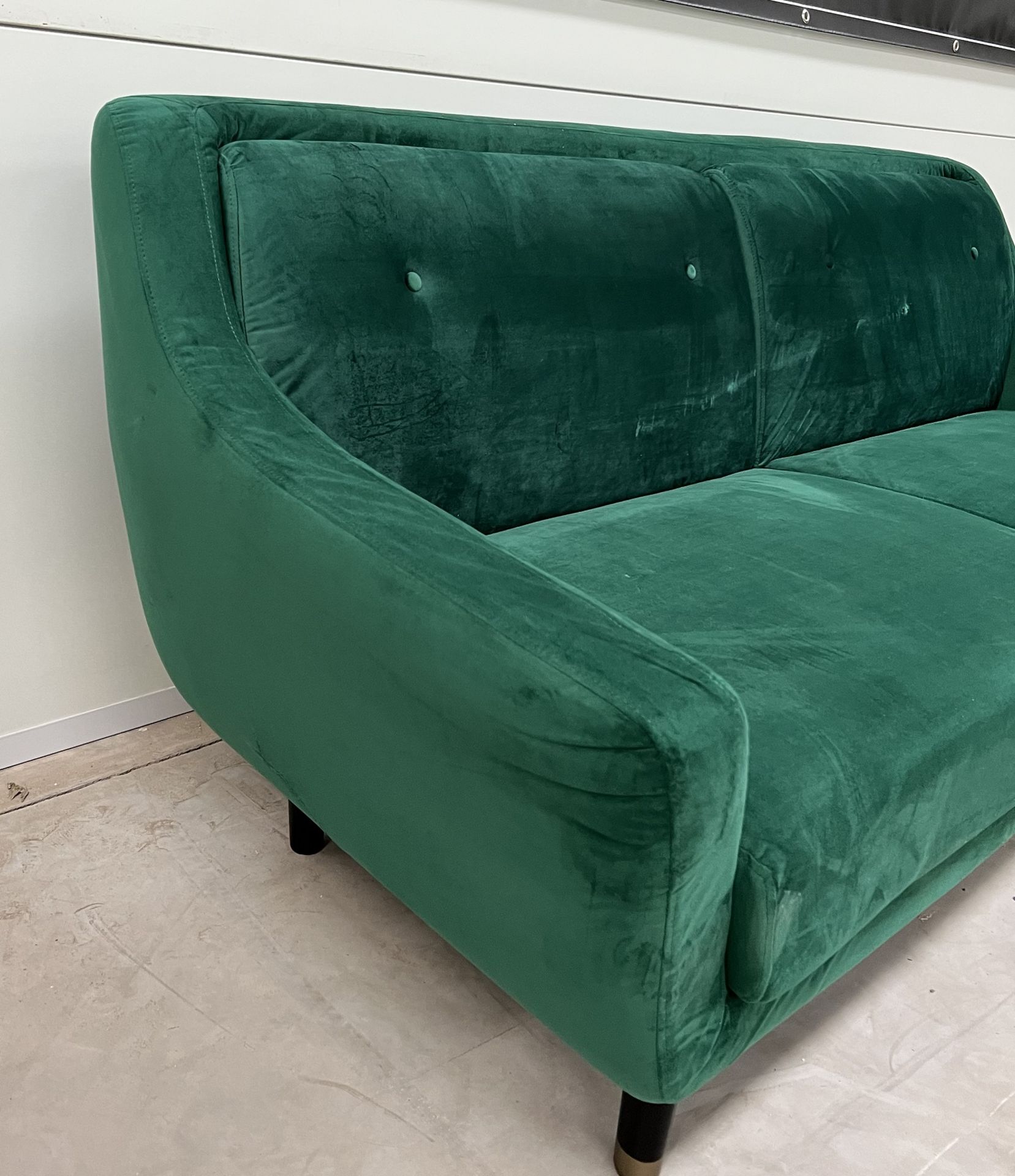 Lance Three Seater Sofa In Green Velvet Legs Finished In Black Legs This Welcoming Shape Is Hugged - Image 3 of 4