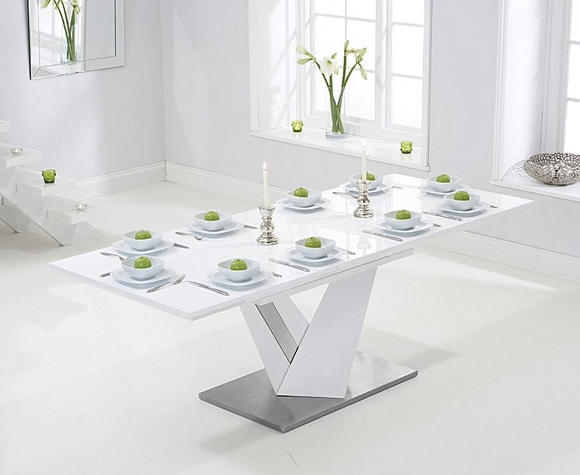 Harmony 160cm Extending White High Gloss Dining Table The Harmony collection of extending tables
