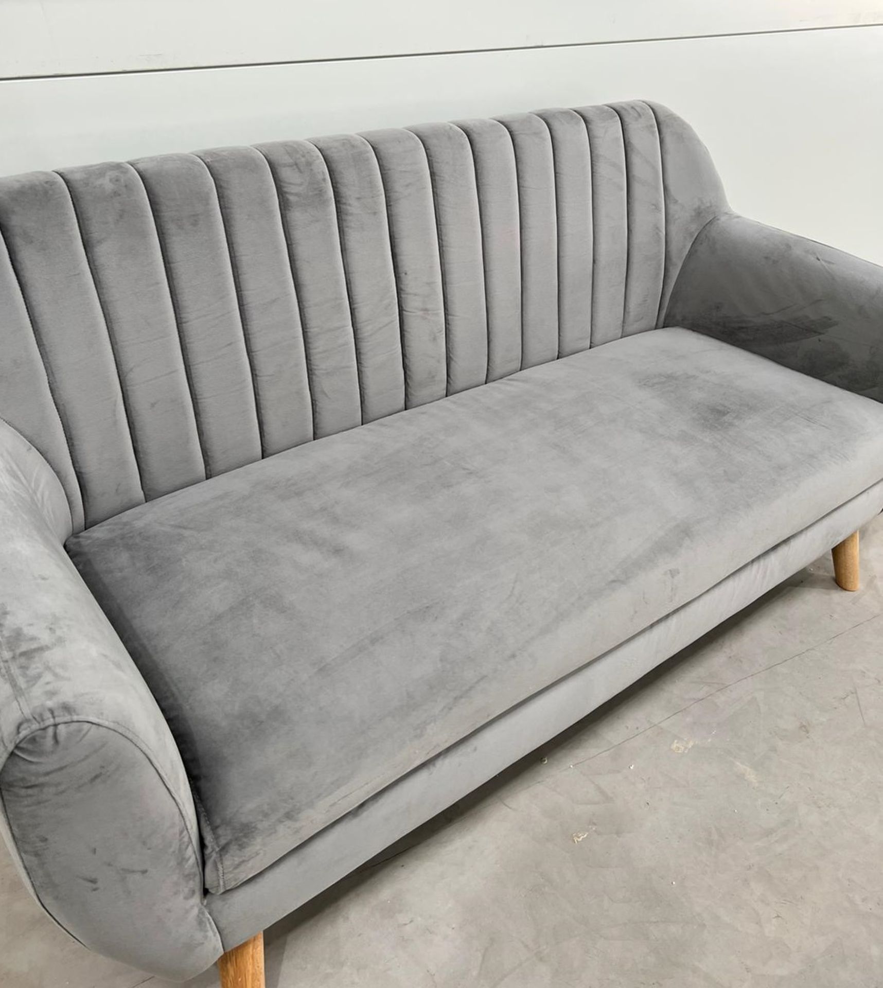 Grey Plush Sofa Make A Striking Impression In Any Home Combination Of Contemporary And Classic - Image 2 of 2