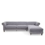 Flora Grey Linen Right Facing Chesterfield Corner Chaise Sofa Comfort, Luxury, Style And Elegance