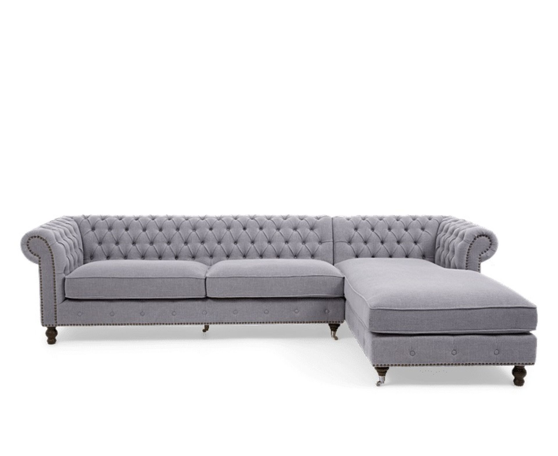 Flora Grey Linen Right Facing Chesterfield Corner Chaise Sofa Comfort, Luxury, Style And Elegance