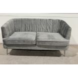 Lulu Sofa In Grey Velvet With Steel Silver Metal Legs Reminiscent Of An Exotic Seashell.