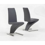 A set of 2 x Hampstead Z Grey Faux Leather Dining Chairs striking chrome and faux leather design