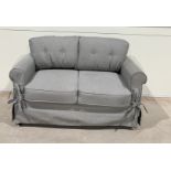 Clement Sofa Grey With Pretty Bow Detailing, Edged Cushions And Skirting, The Clement Collection