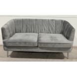 Lulu Sofa In Grey Velvet With Silver Metal Legs Reminiscent Of An Exotic Seashell. Exceptionally