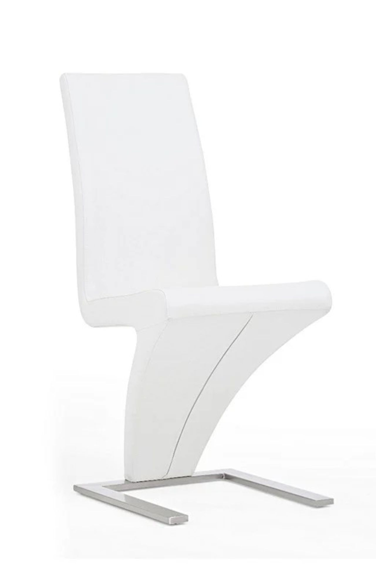 A set of 4 x Hampstead Z White Faux Leather Dining Chairs striking chrome and faux leather design