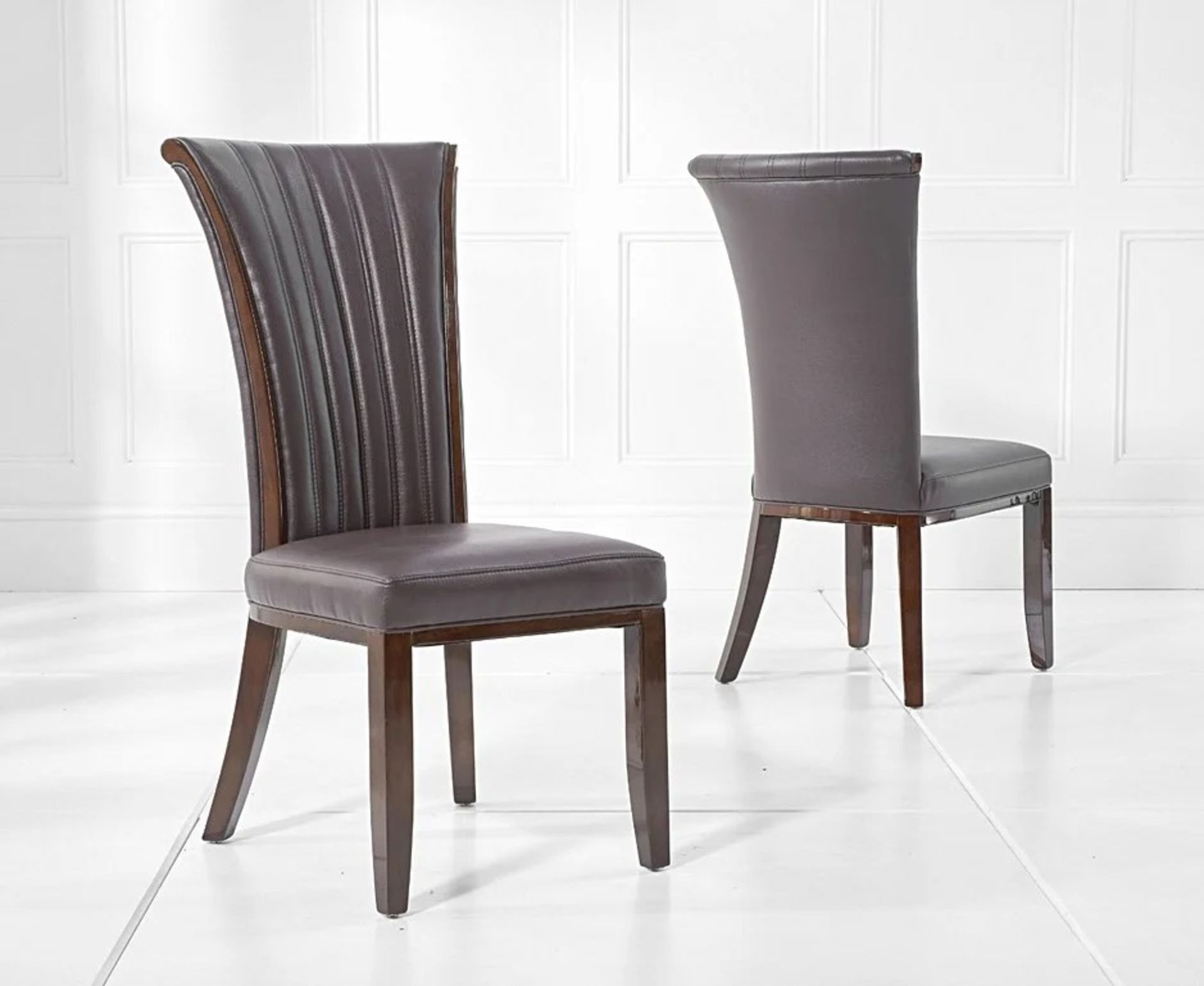 A set of 5 x Alpine Brown Leather Dining Chairs A sleek original design crafted from hardwood and