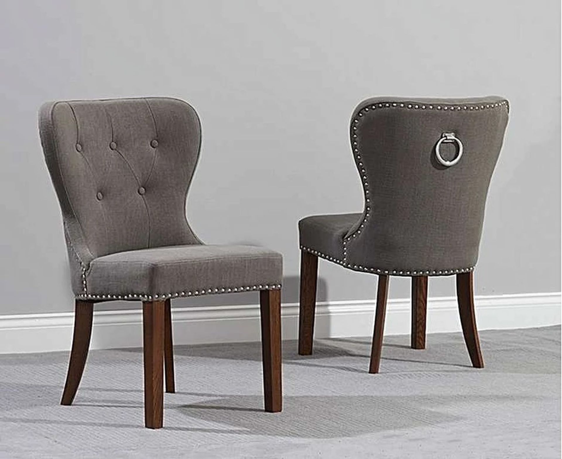 Knightsbridge Studded Grey Linen Dining Chair stunning Knightsbridge collection is an updated
