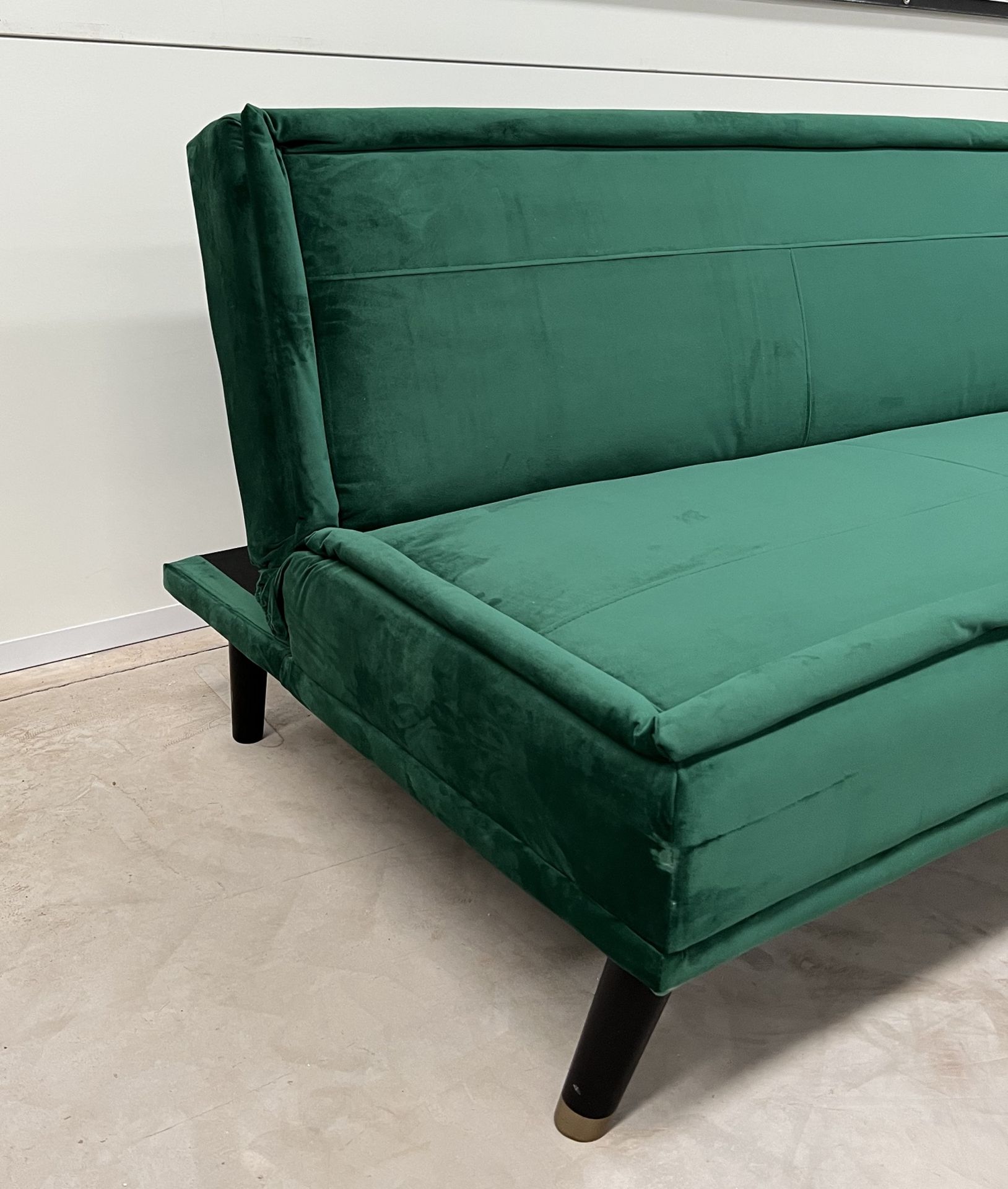 Green Velvet Upholstered Sofa Bed Is Ideal For Those Looking For A Sleek Space-Saving Design. In A - Image 3 of 3