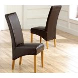 A set of 4 x Cannes Brown Bonded Leather Dining Chair Comfortable and practical faux leather seating