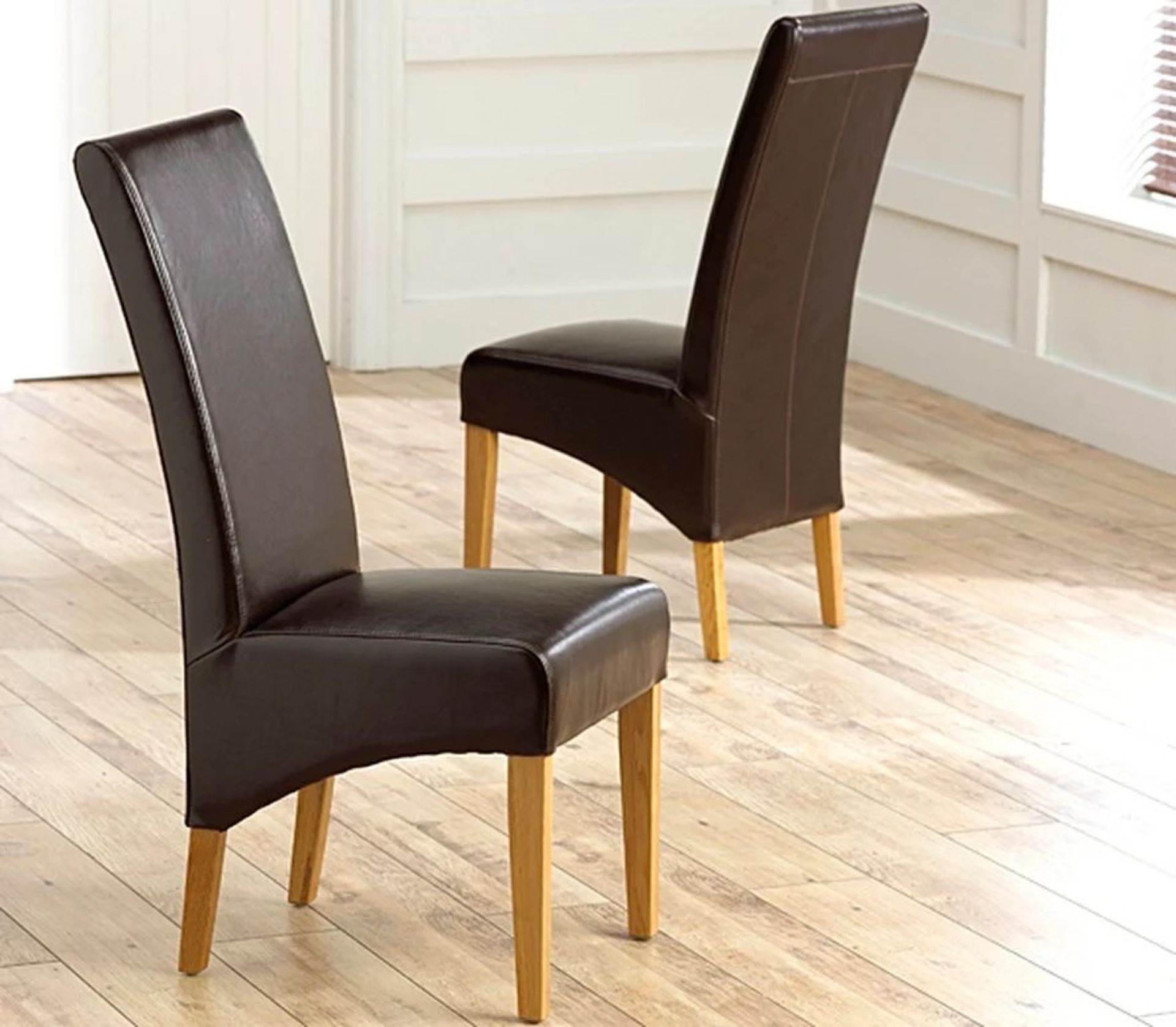 A set of 4 x Cannes Brown Bonded Leather Dining Chair Comfortable and practical faux leather seating