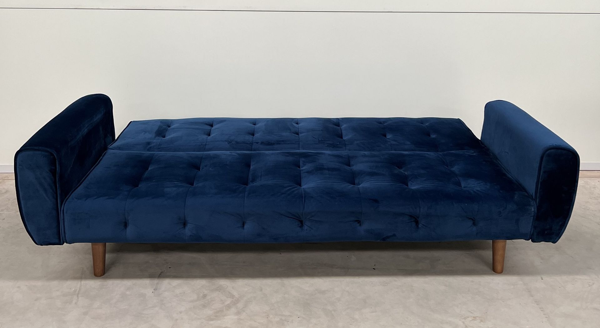 Vanessa Sofa Bed In Blue Velvet Combining Style And Comfort, Generously Padded, With A Buttoned - Image 3 of 3