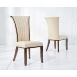 A set of 6 x Alpine Cream Leather Dining Chairs A sleek original design crafted from hardwood and