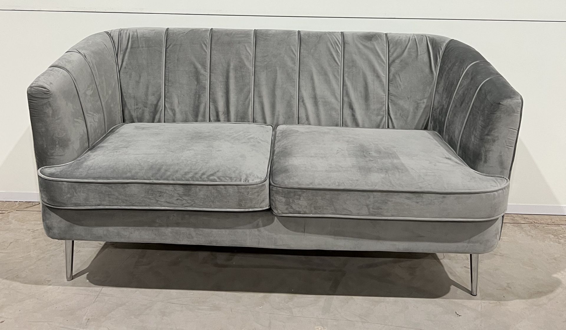 Lulu Sofa In Grey Velvet With Silver Metal Legs Reminiscent Of An Exotic Seashell. Exceptionally - Image 2 of 4