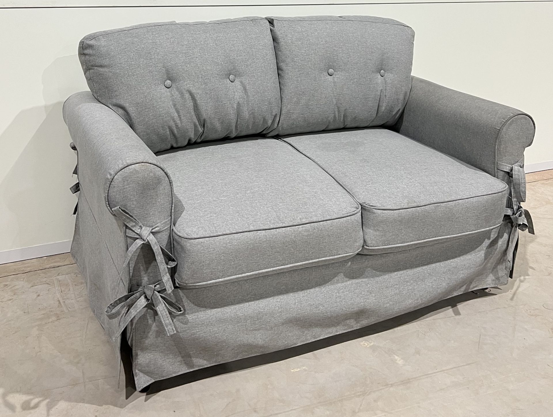 Clement Sofa Grey With Pretty Bow Detailing, Edged Cushions And Skirting, The Clement Collection - Image 3 of 3