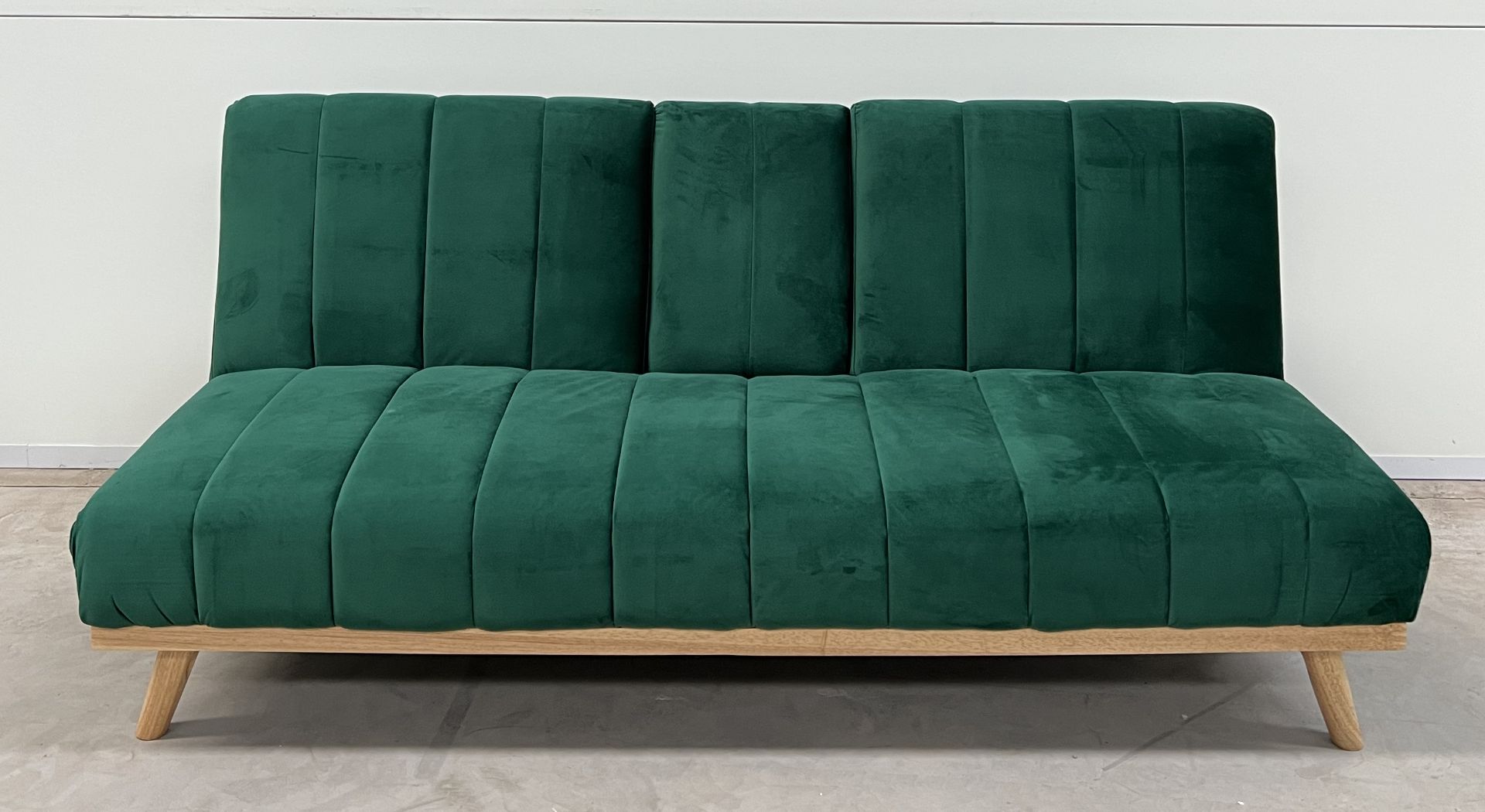 Etta Green Velvet 3 Seater Fold Down Sofa Bed Combines An Exciting Contemporary Shape With