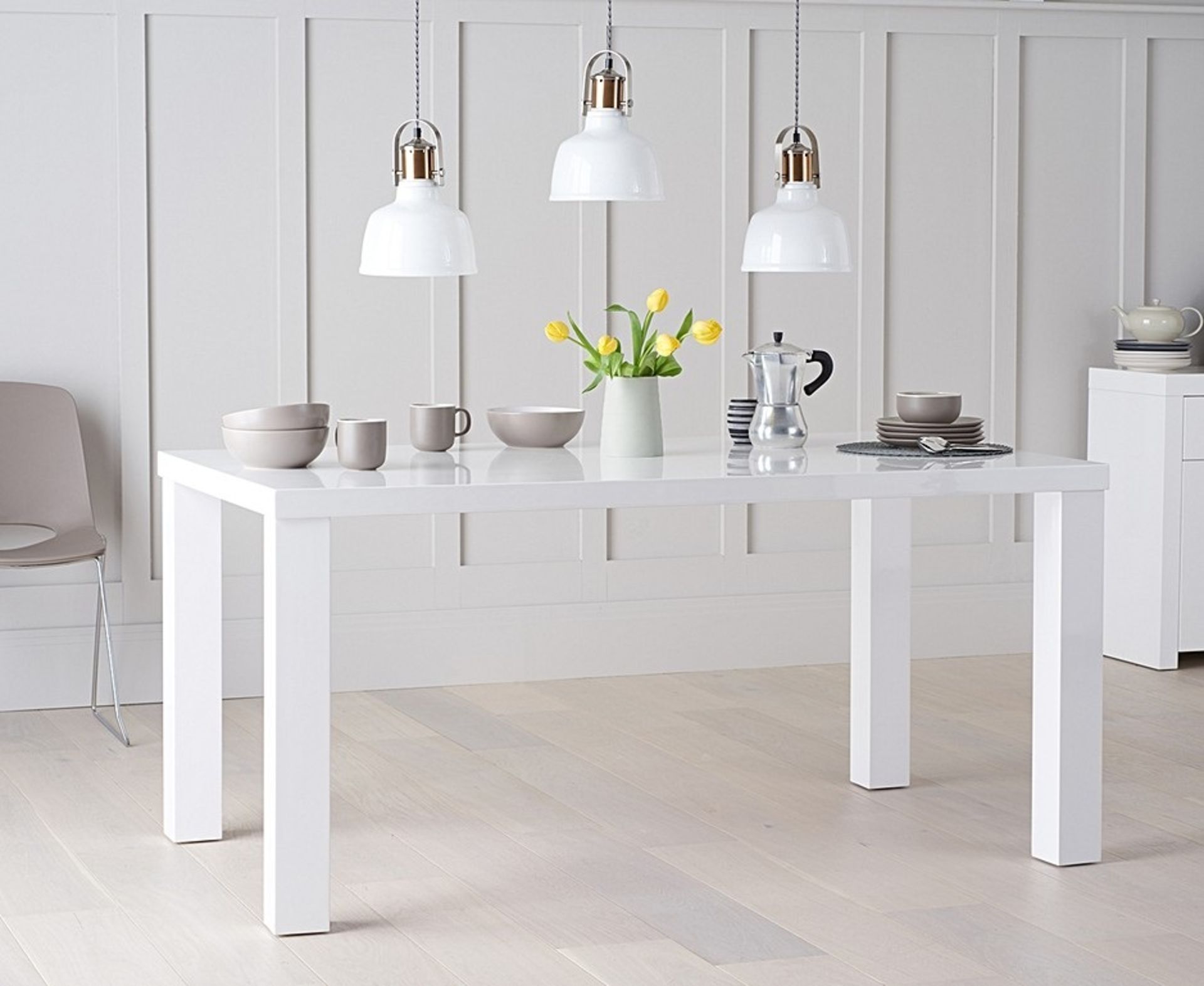 Atlanta 160cm White High Gloss Dining Table The Atlanta collection is all about practicality and