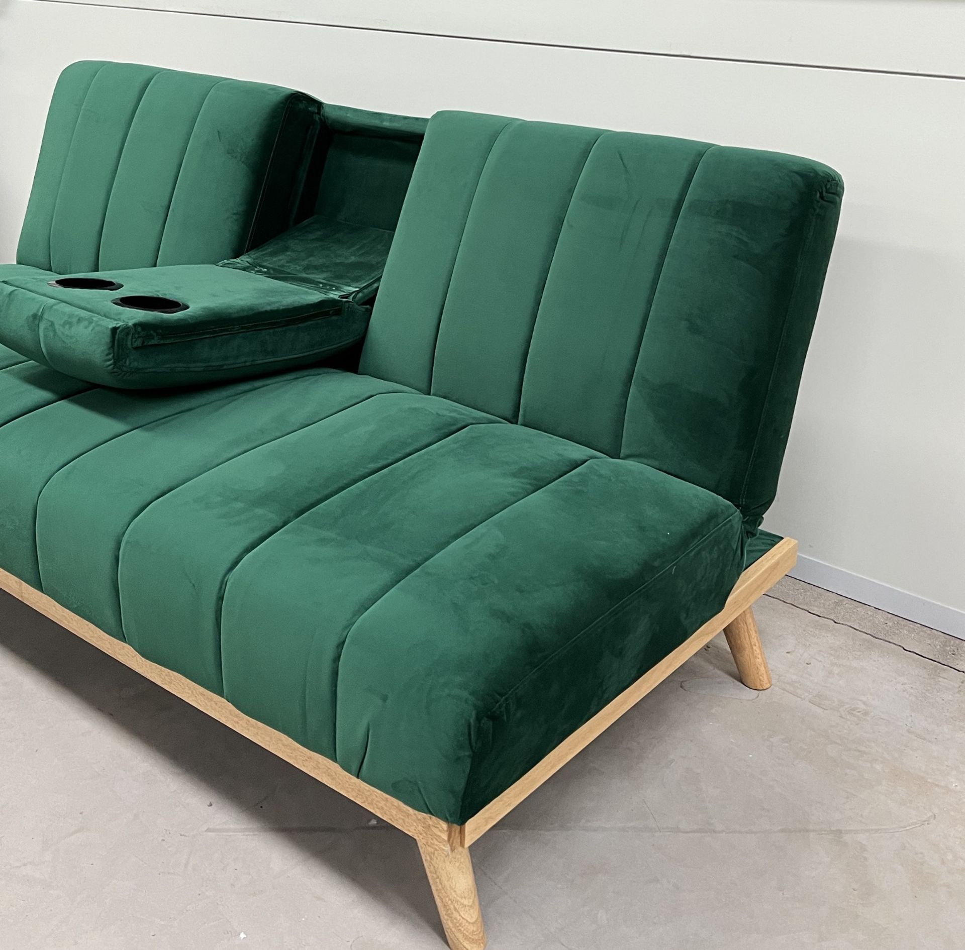 Etta Green Plush Velvet Sofa Bed Defined By It's Soft Curves And Low Rise Design As Well As Subtle - Image 3 of 3