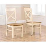 A set of 5 x Cavendish Solid Oak and Cream Dining Chairs with a traditional rustic style and charm