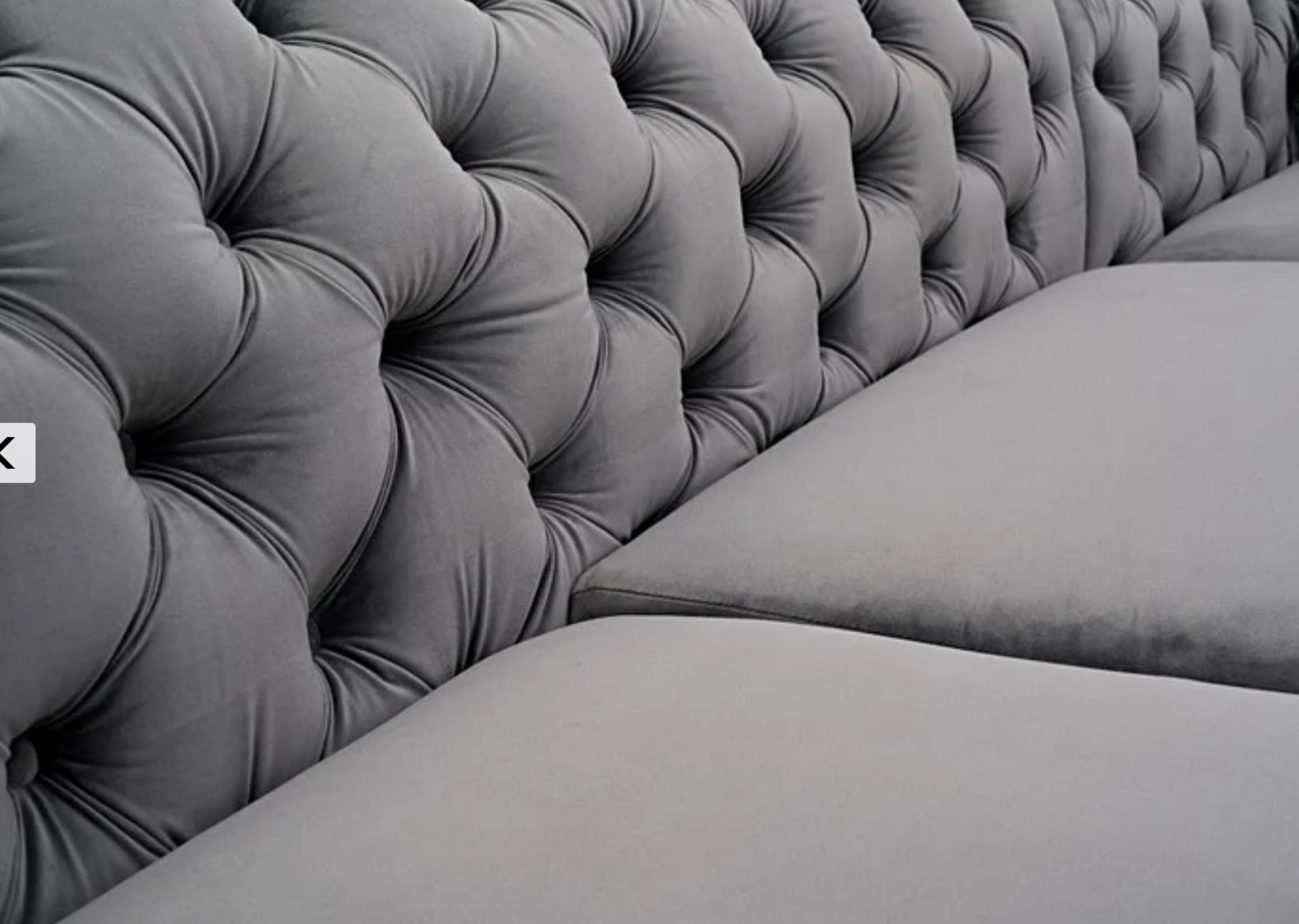 Mistral Grey Velvet Corner Sofa Offering Chesterfield-Inspired Looks And Luxurious Comfort, The - Image 3 of 3